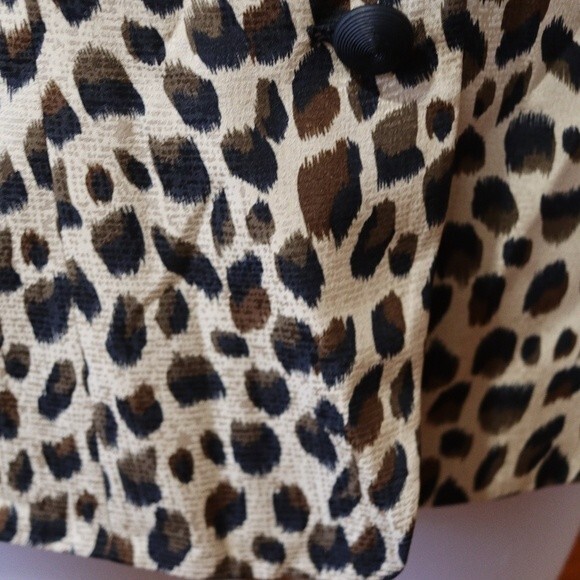 Adrianna Papell Safe Silk Leopard Print Vintage 3 Button Animal Print Blazer 10 - Picture 5 of 10